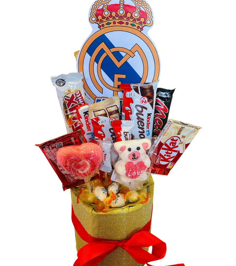 Tarta Real Madrid, Con chocolates San Valentín.