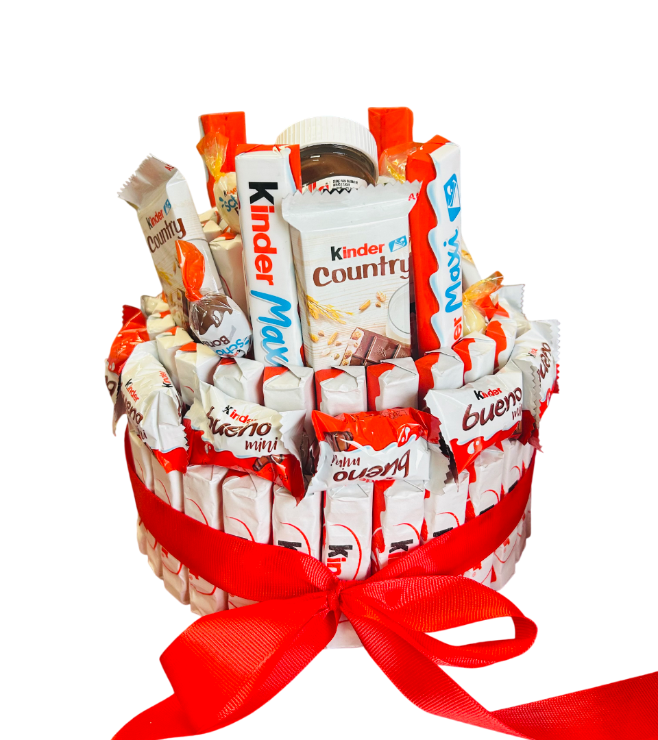 Tarta chocolates kinder, 3 pisos ,San Valentín.