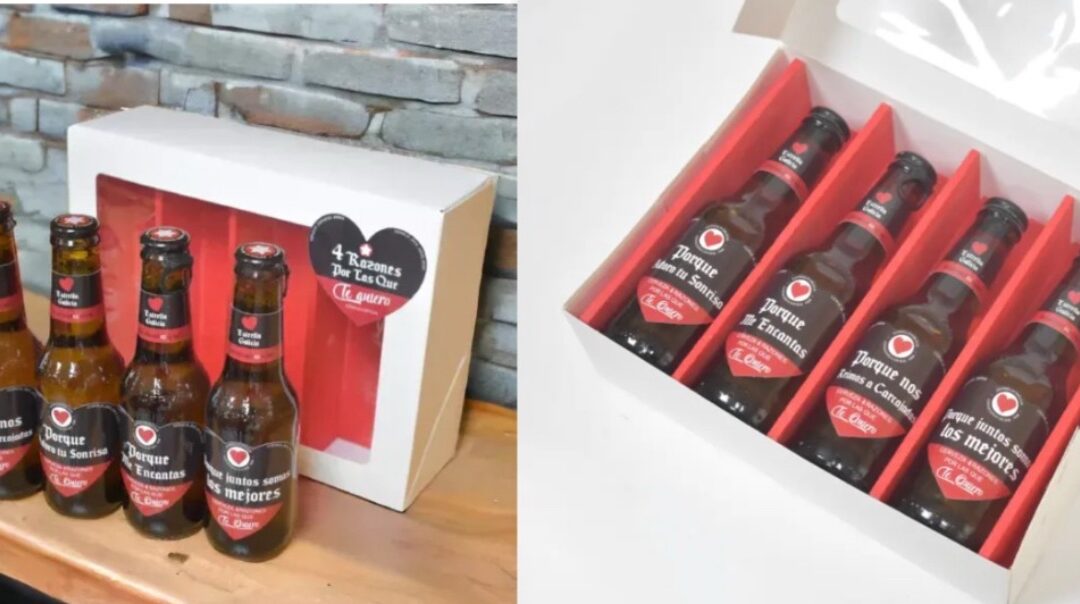 4 Razones por las que te quiero. Pack 4 Cervezas con mensajes