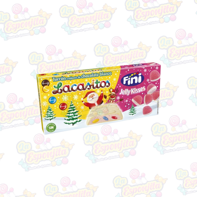 Turron De Chocolate Blanco Y Besitos de Fresa 215gr