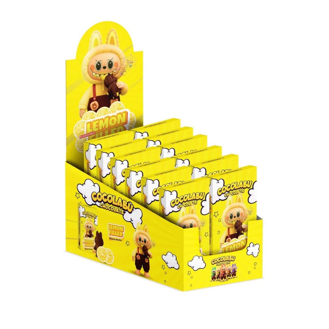 Cocolabu, Tableta chocolate forma labubu 100g. Sabor limón