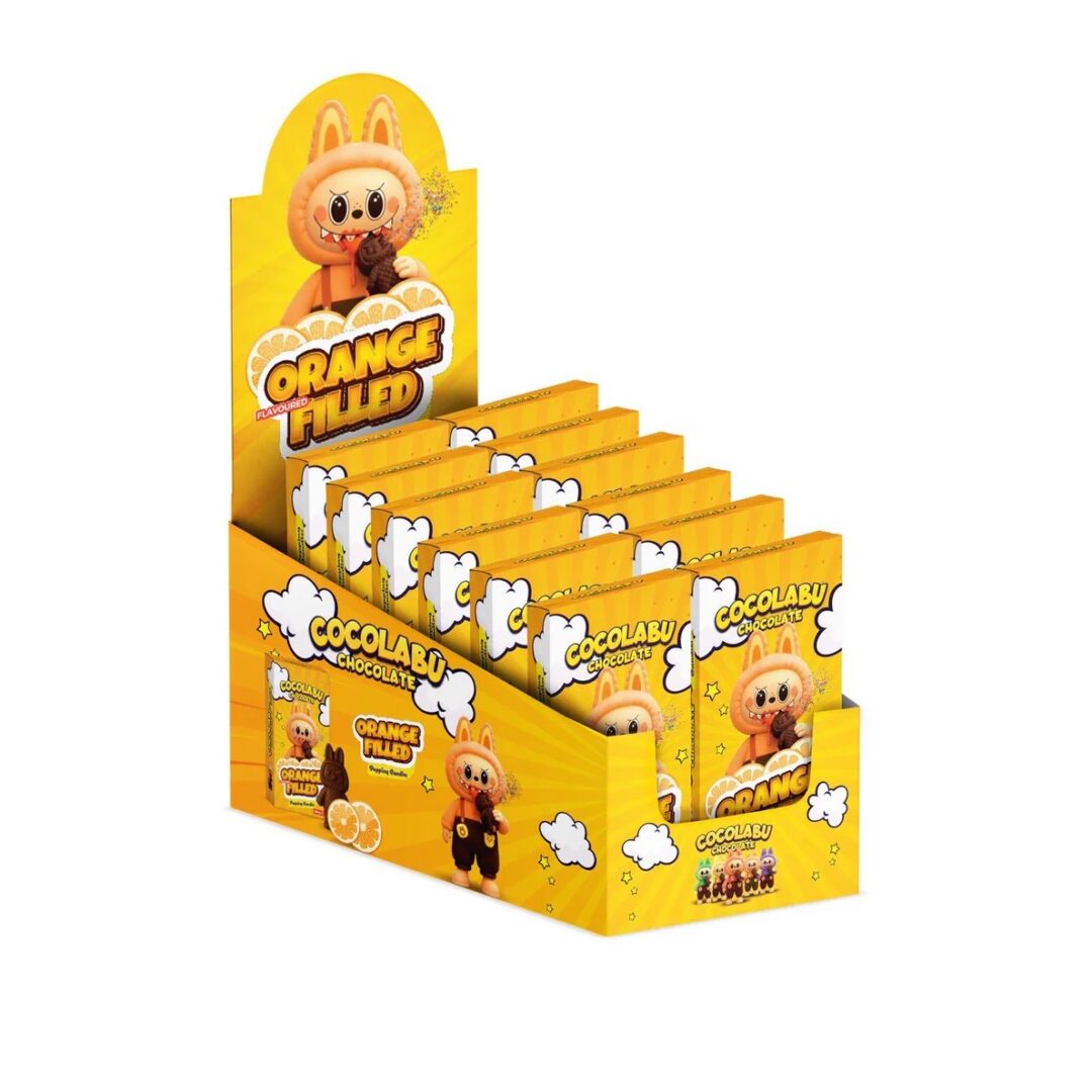 Cocolabu, Tableta chocolate forma labubu 100g. Sabor naranja